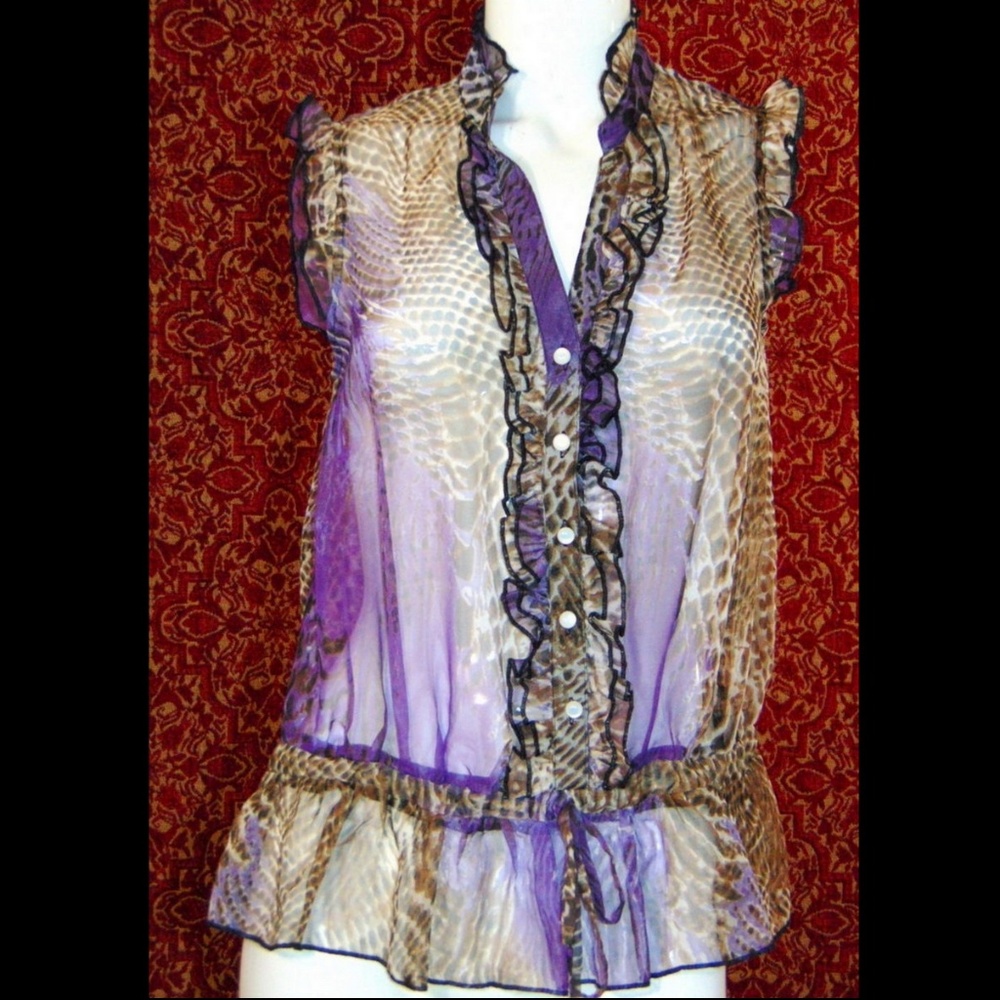ADORE purple animal polyester sleeveless blouse S✨